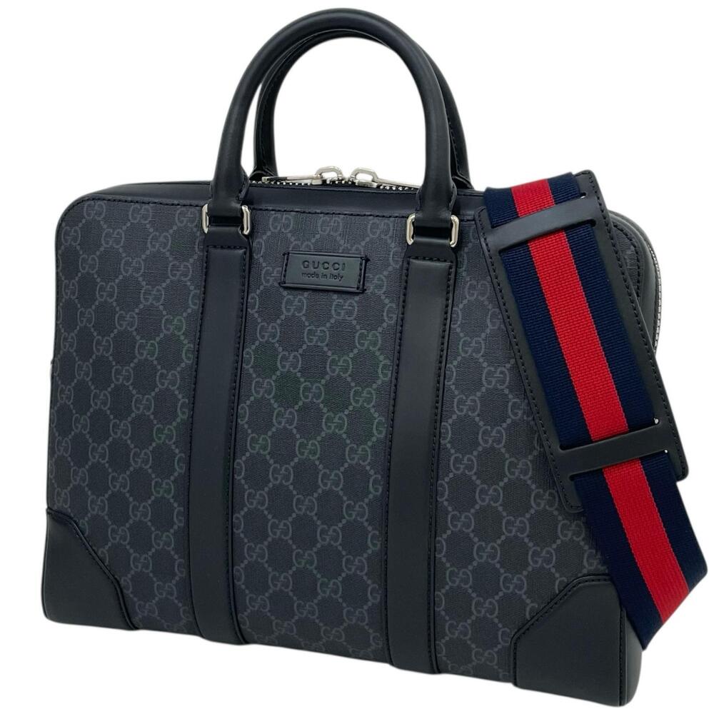 GUCCI GG Supreme Briefcase Business Bag Black